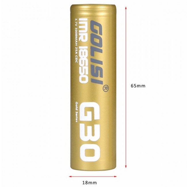 GOLISI G30 IMR 18650 25A 3000MAH → Køb dem her!