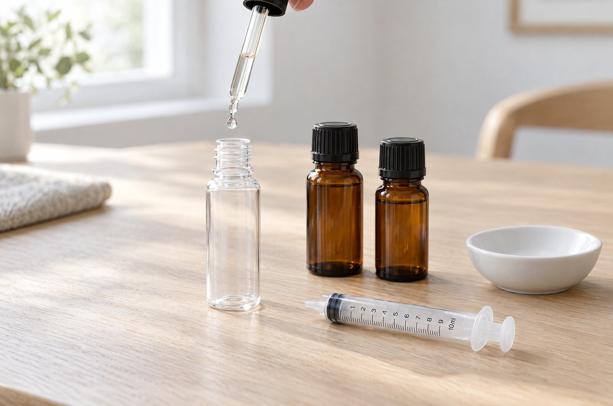 Tom flaske, pipette og aromaflasker til bland selv